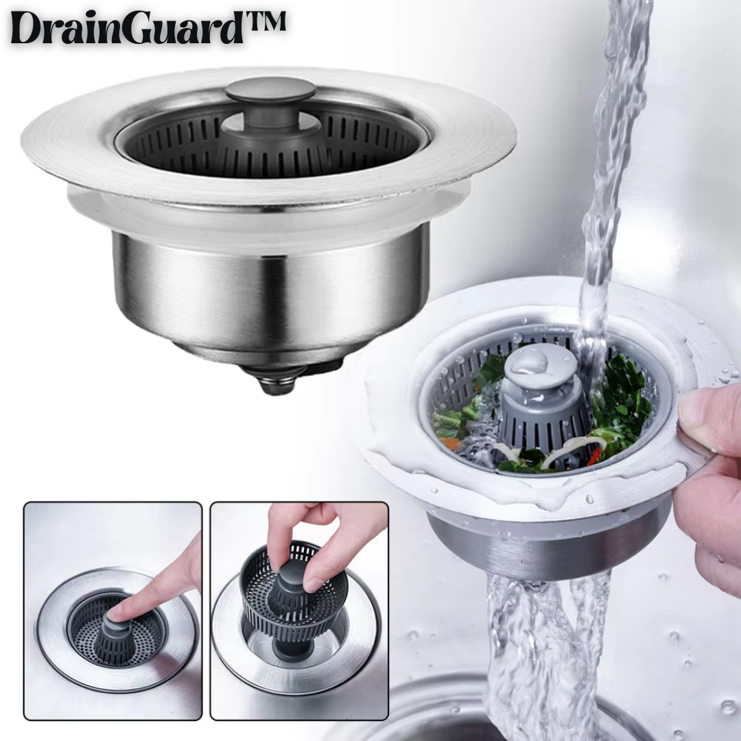 DrainGuard™ 3 in 1 Spülbeckensieb Abflusskorb (1+1 GRATIS)