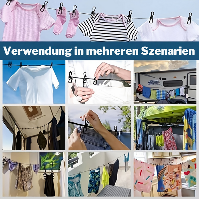 FlexiDry™ | Dehnbare Wäscheleine mit 12 Klammern (1+1 GRATIS)