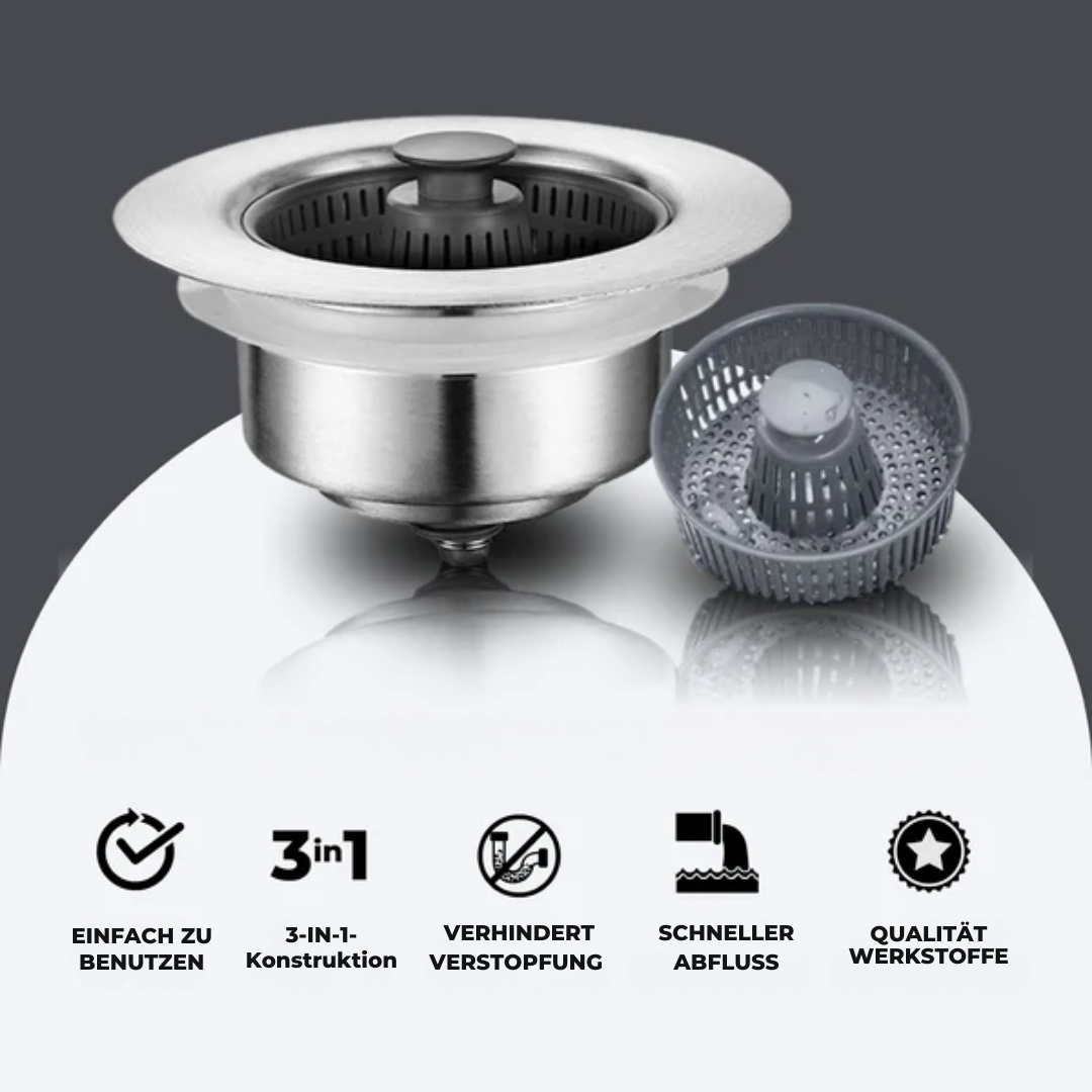 DrainGuard™ 3 in 1 Spülbeckensieb Abflusskorb (1+1 GRATIS)